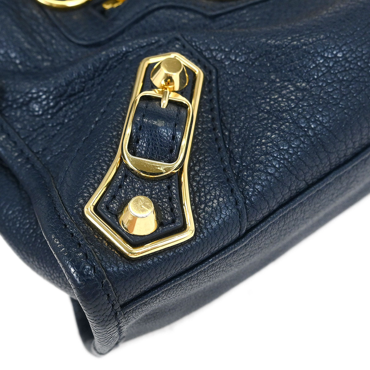 Balenciaga Navy Classic Metallic Edge Mini City
