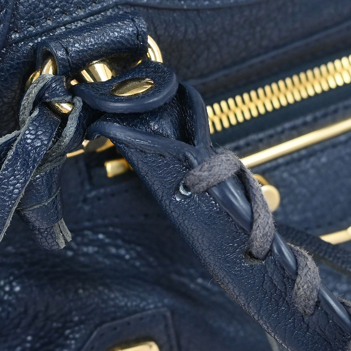 Balenciaga Navy Classic Metallic Edge Mini City