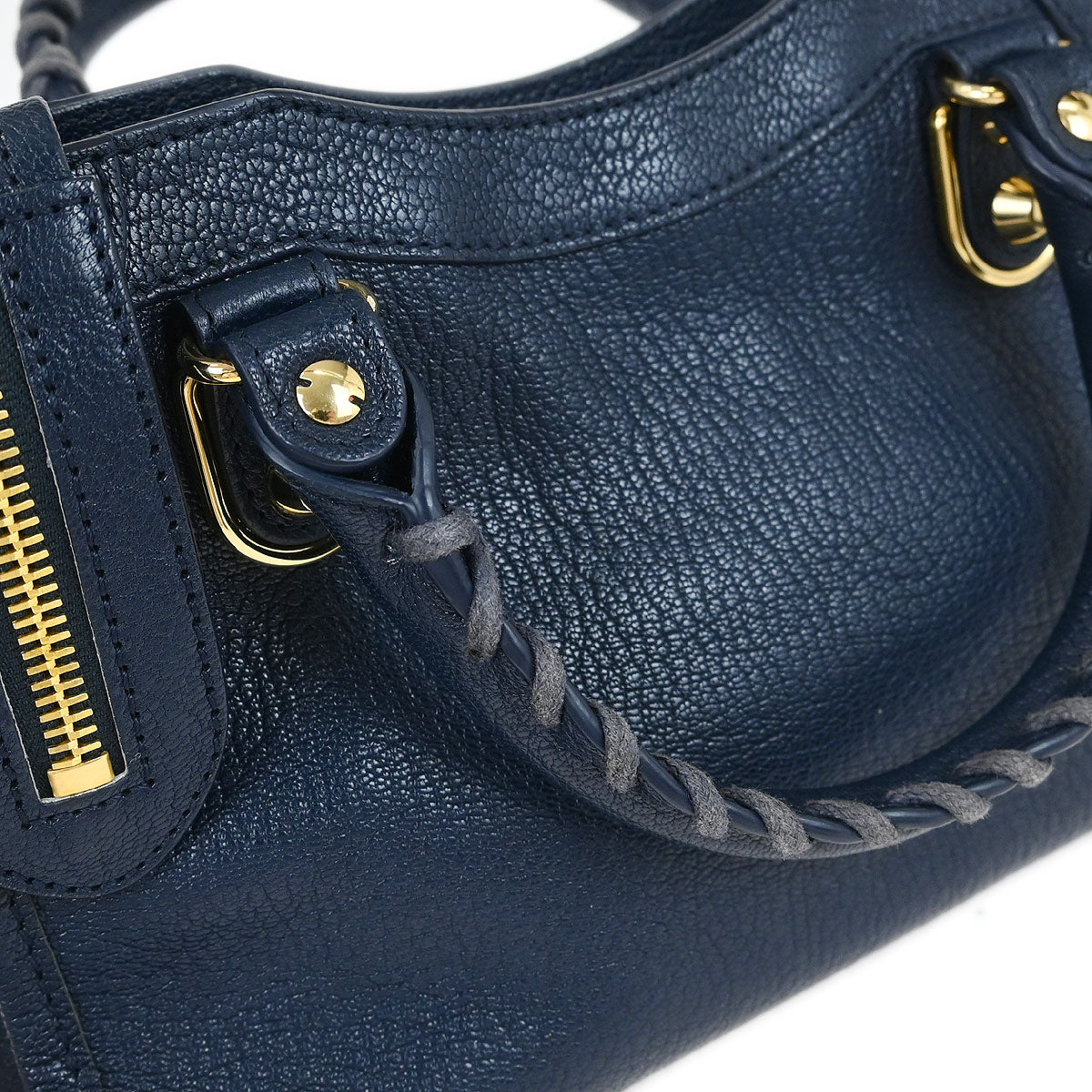 Balenciaga Navy Classic Metallic Edge Mini City