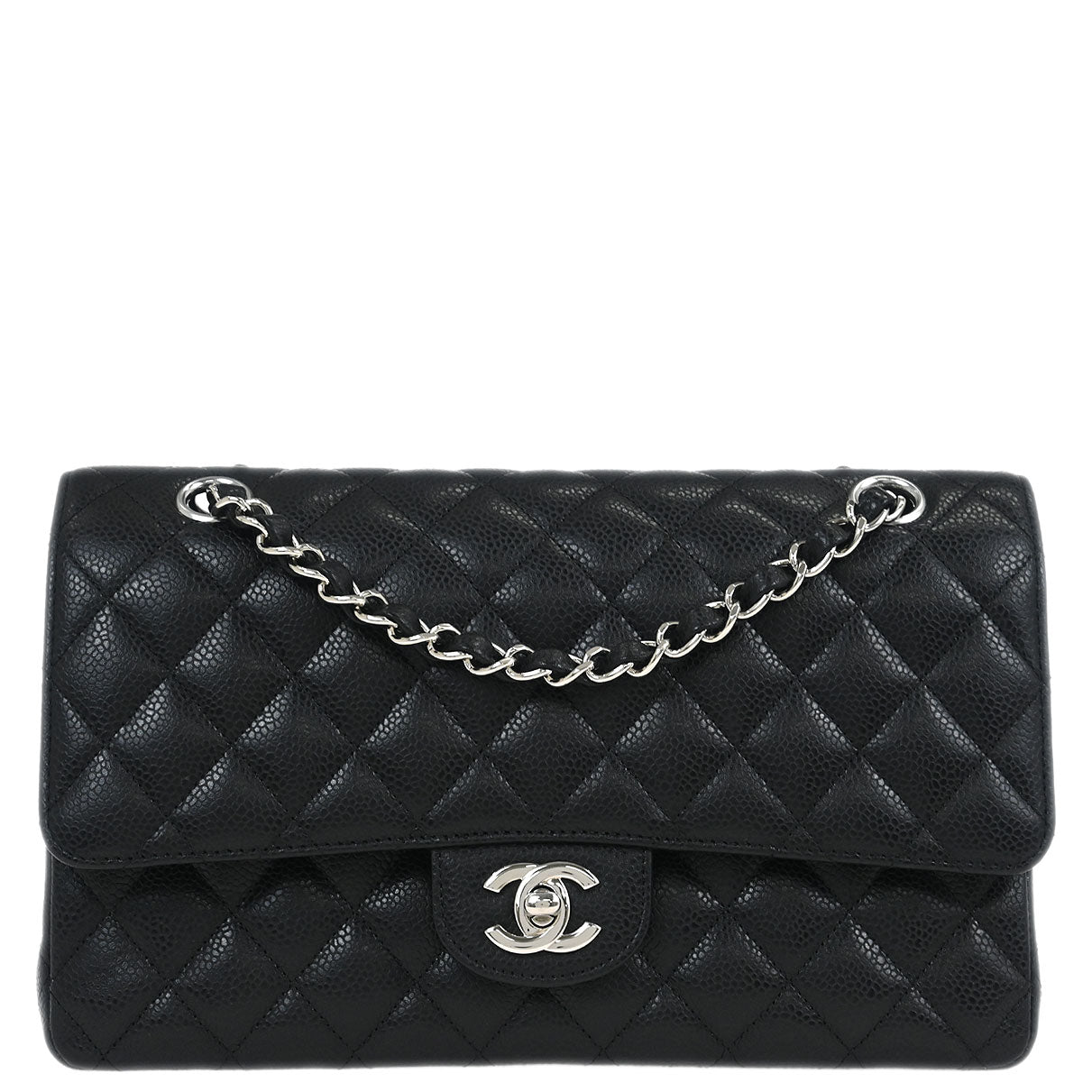 Chanel 2019 Black Calfskin Medium Classic Double Flap Shoulder Bag