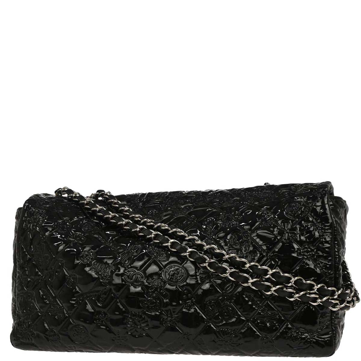 Chanel 2010-2011 Black Patent Leather Lucky Symbol Shoulder Bag