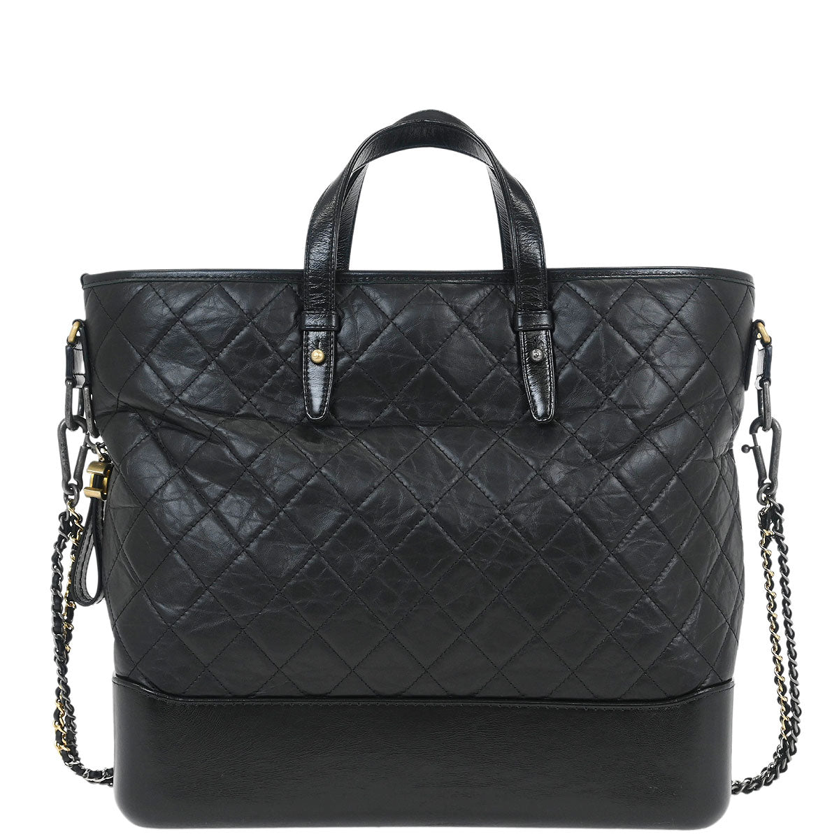 Chanel 2017-2018 Black Lambskin Calfskin Gabrielle 2way Shoulder Tote Handbag