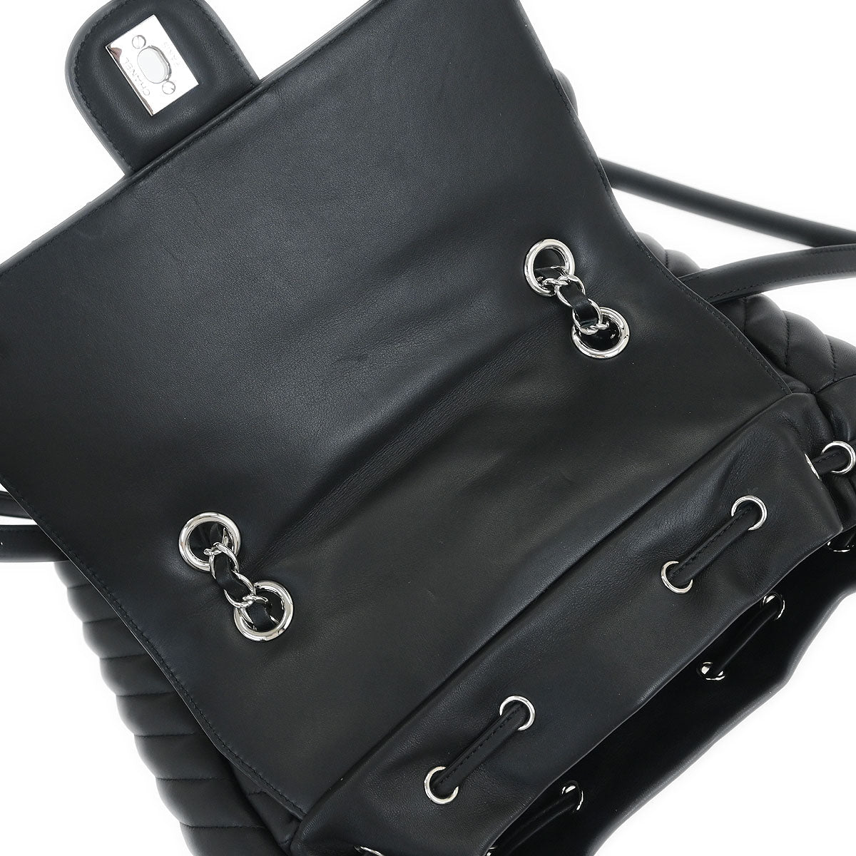 Chanel 2016-2017 Black Lambskin Chevron Urban Spirit Backpack