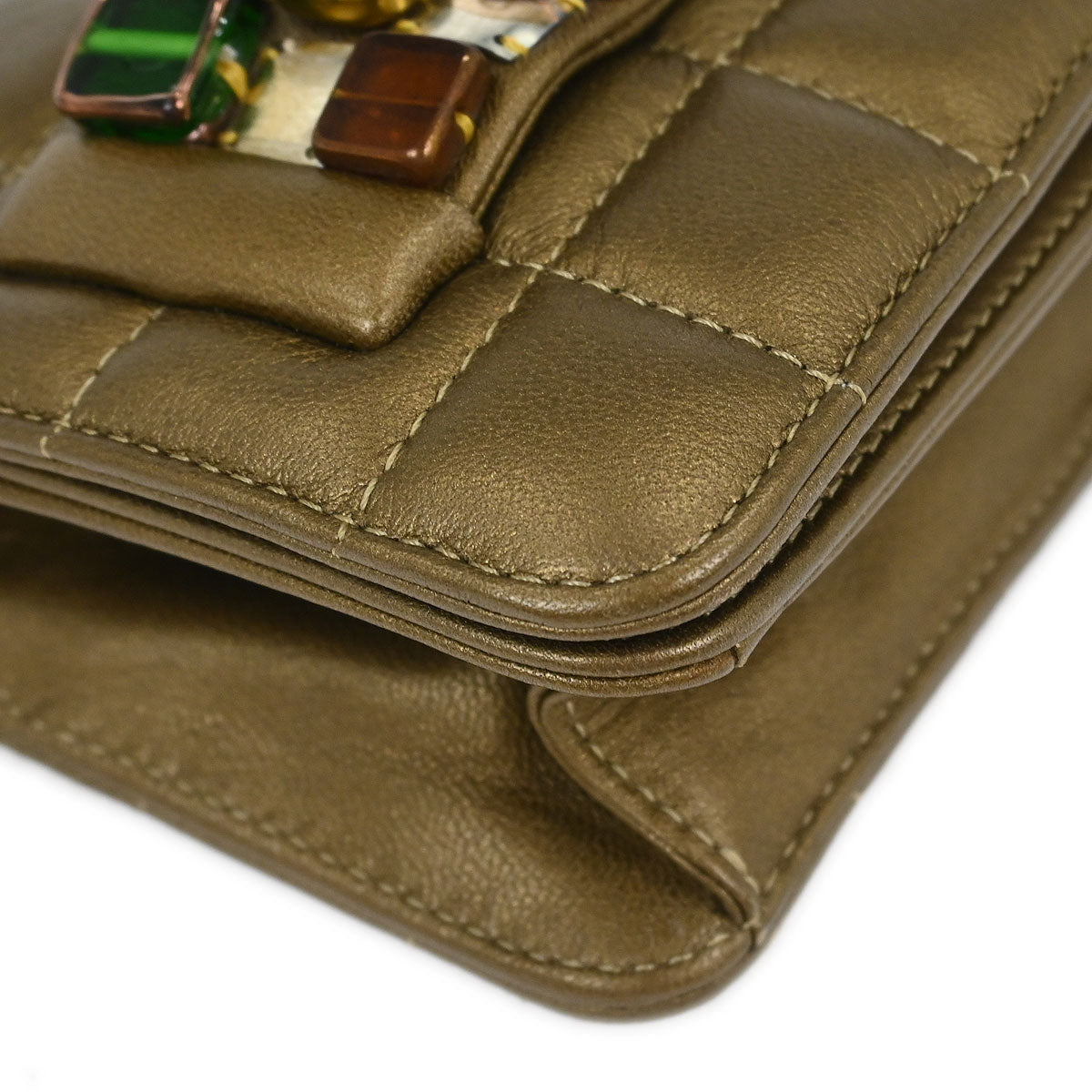 Chanel 2010-2011 Gold Lambskin Bijou Choco Bar Pushlock Full Flap Shoulder Bag