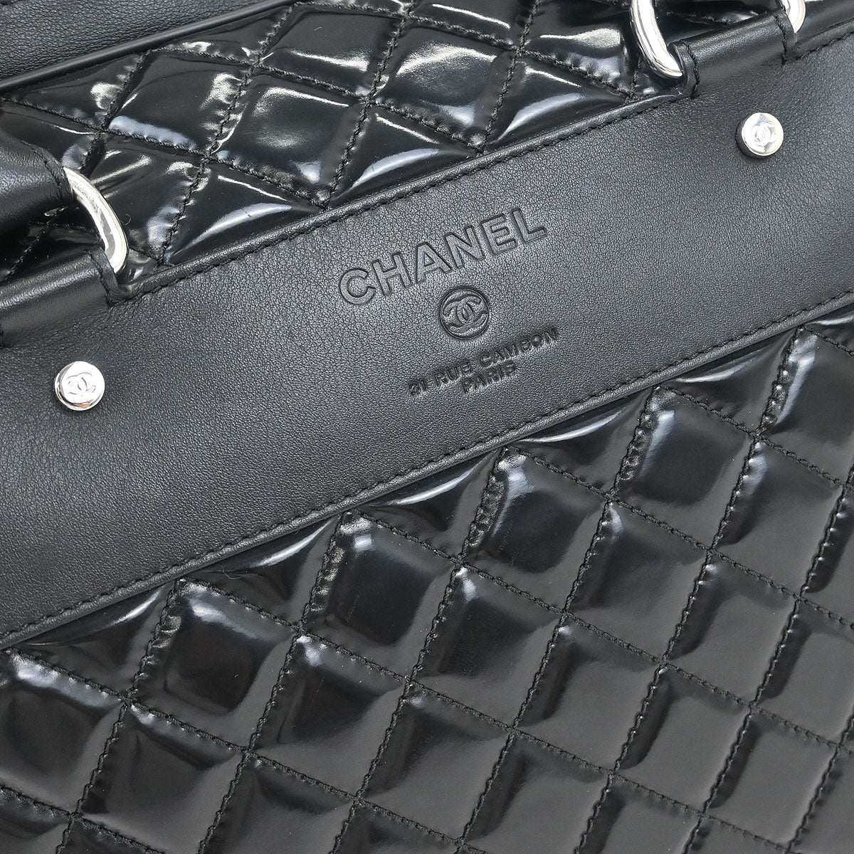 Chanel 2014-2015 Black Patent Leather Duffle Handbag