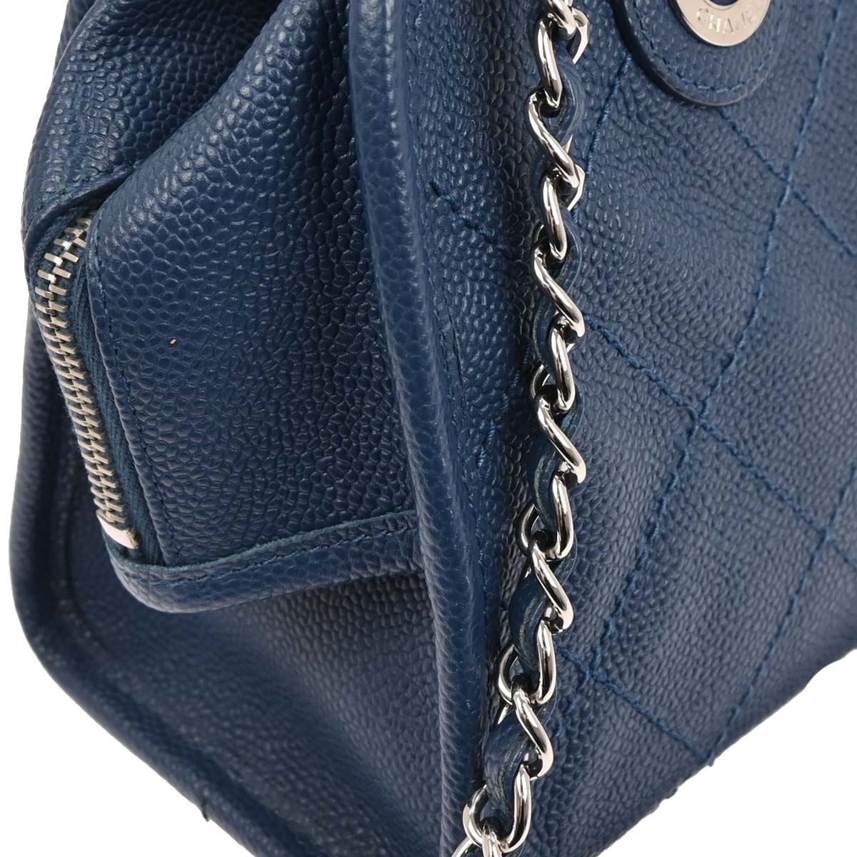Chanel 2014-2015 Blue Caviar Deauville Bowling 2way Shoulder Handbag