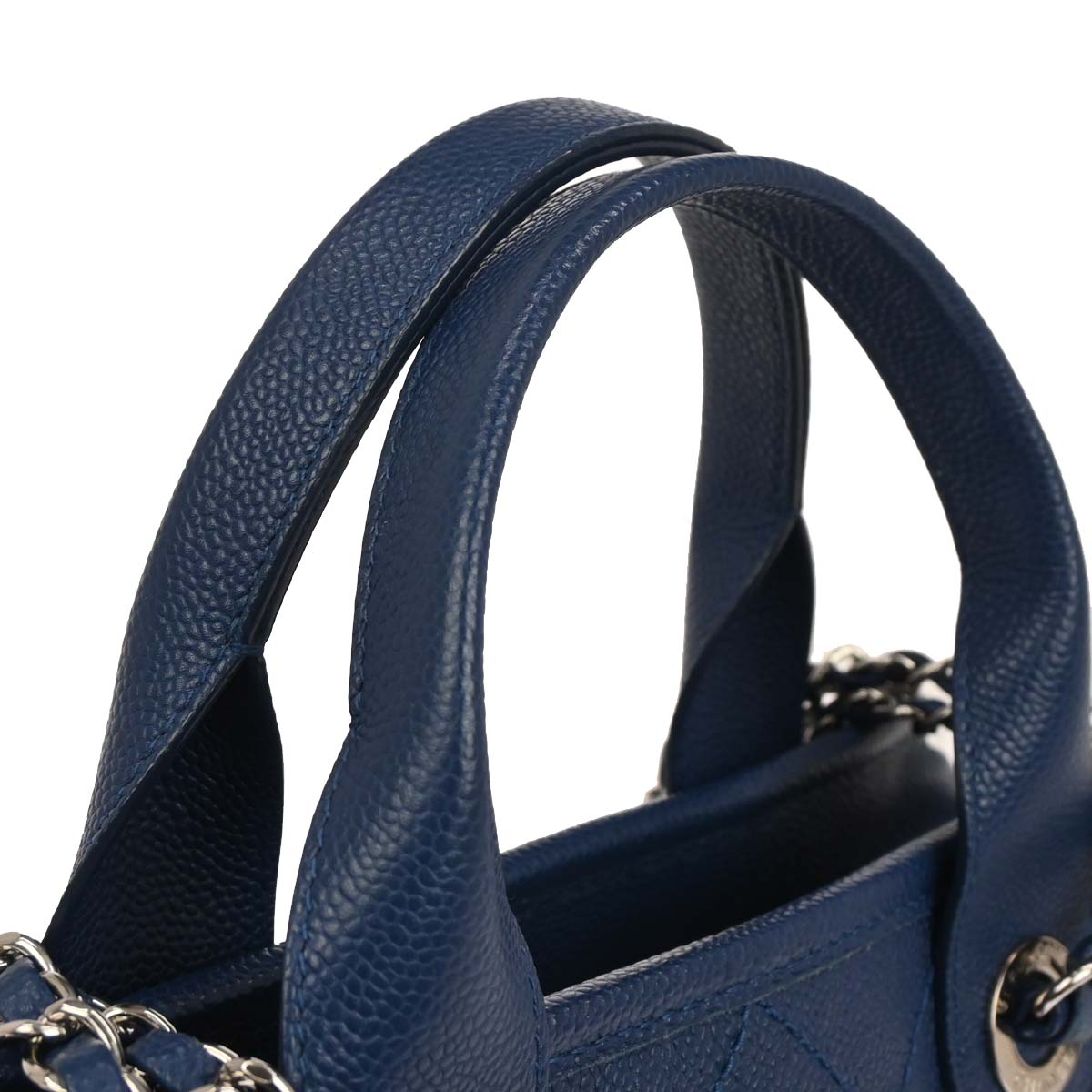 Chanel 2014-2015 Blue Caviar Deauville Bowling 2way Shoulder Handbag