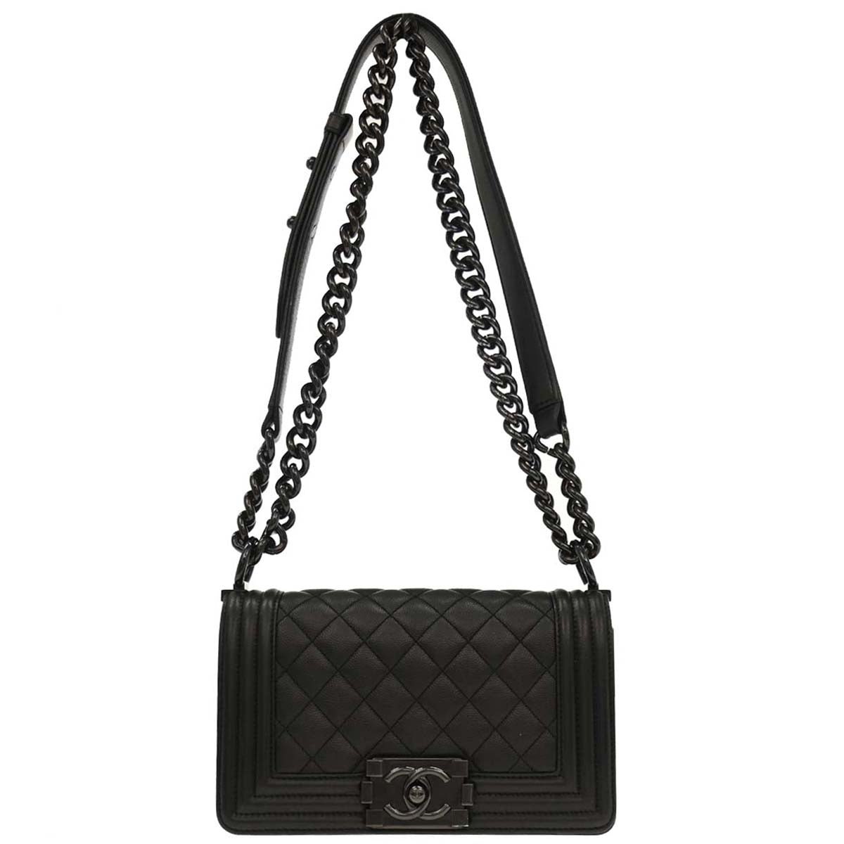 Boy Chanel 2017-2018 Black Caviar Small Chain Shoulder Bag