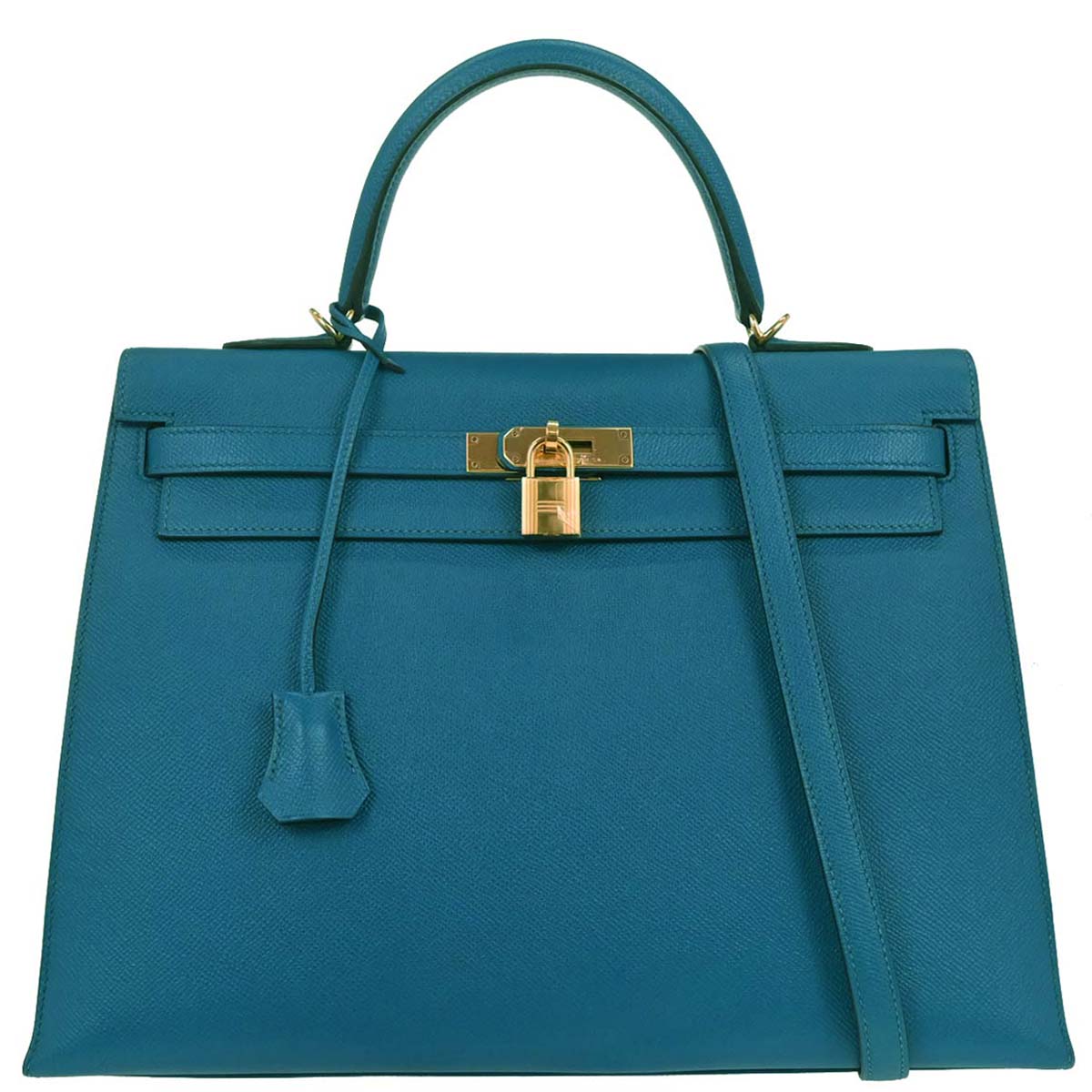 Hermes Blue Izmir Epsom Kelly 35 Sellier 2way Shoulder Handbag