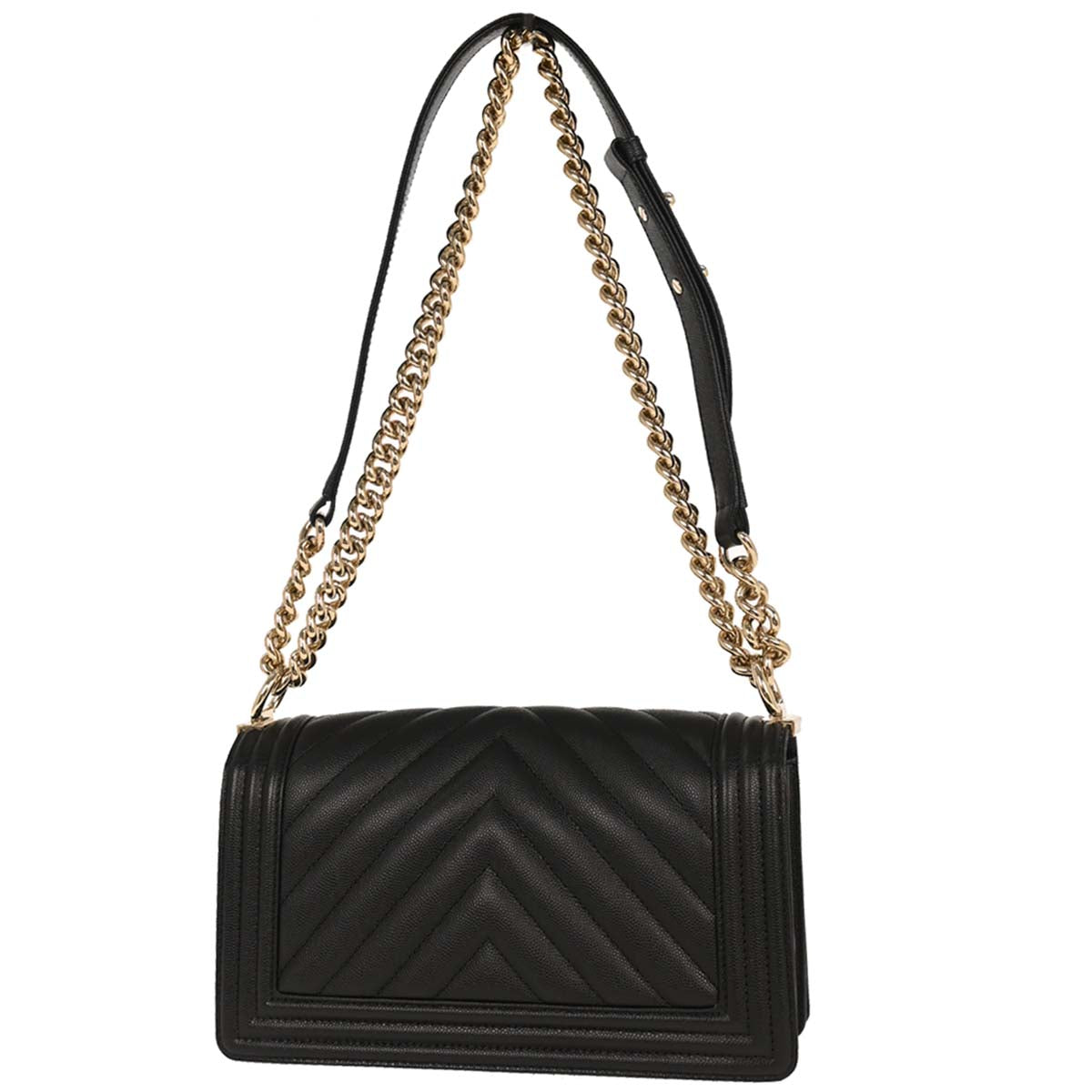 Boy Chanel Black Caviar Chevron Medium Shoulder Bag