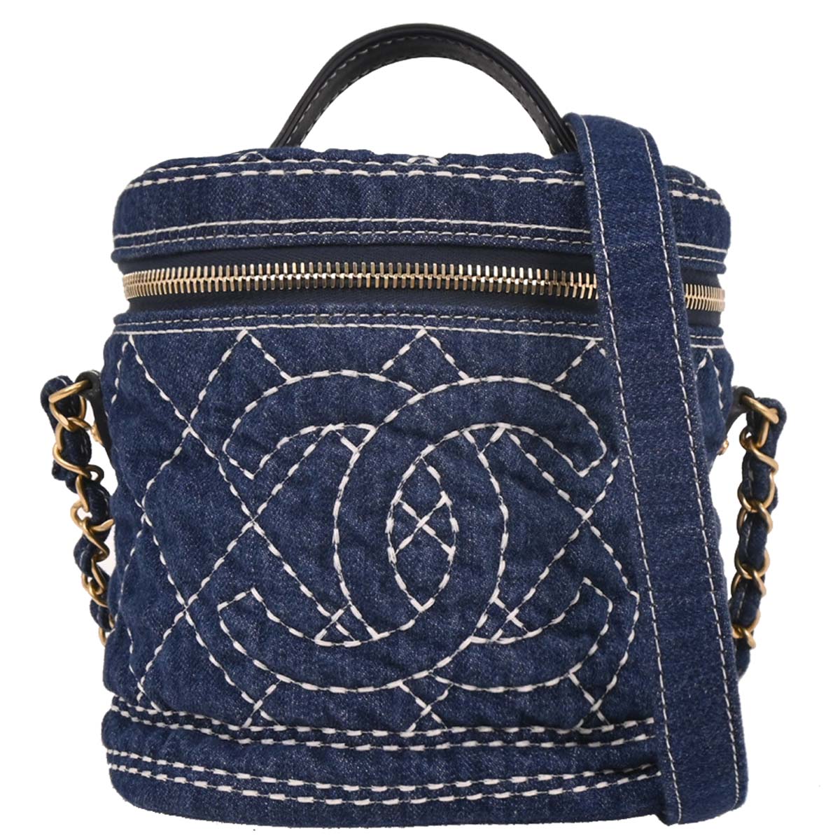 Chanel Blue Denim Vanity 2way Shoulder Handbag