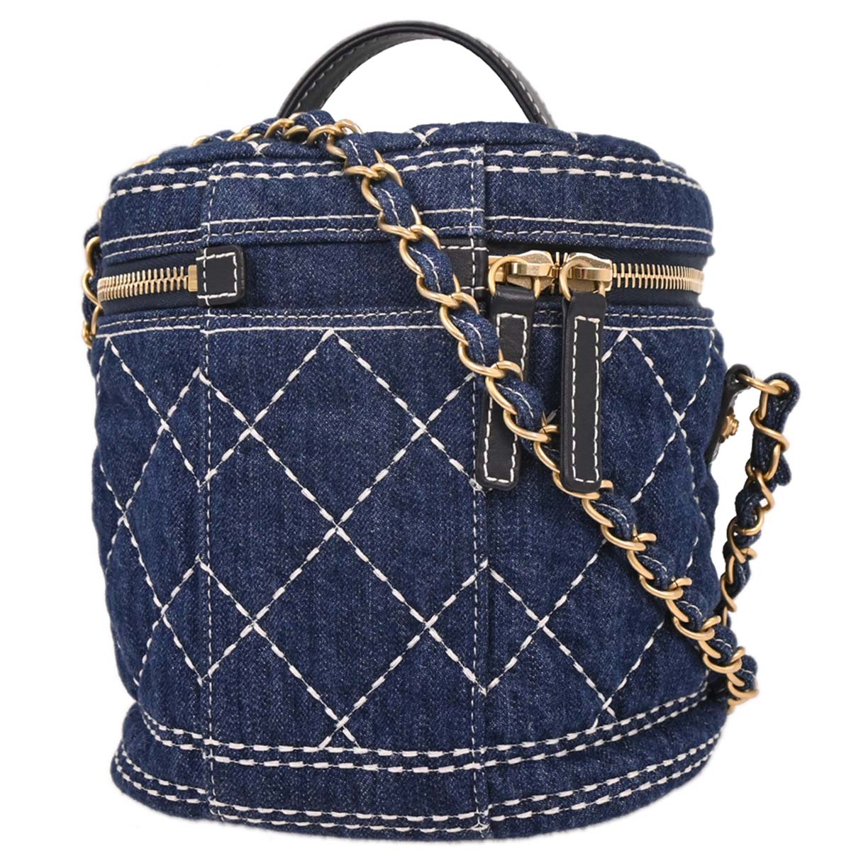 Chanel Blue Denim Vanity 2way Shoulder Handbag