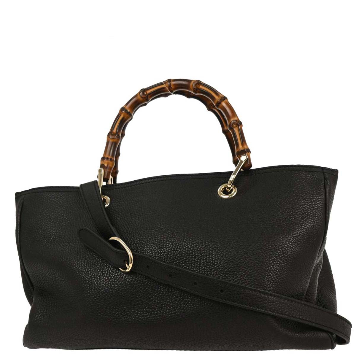 Gucci Black Calfskin Bamboo Shopper 2way Shoulder Tote Bag