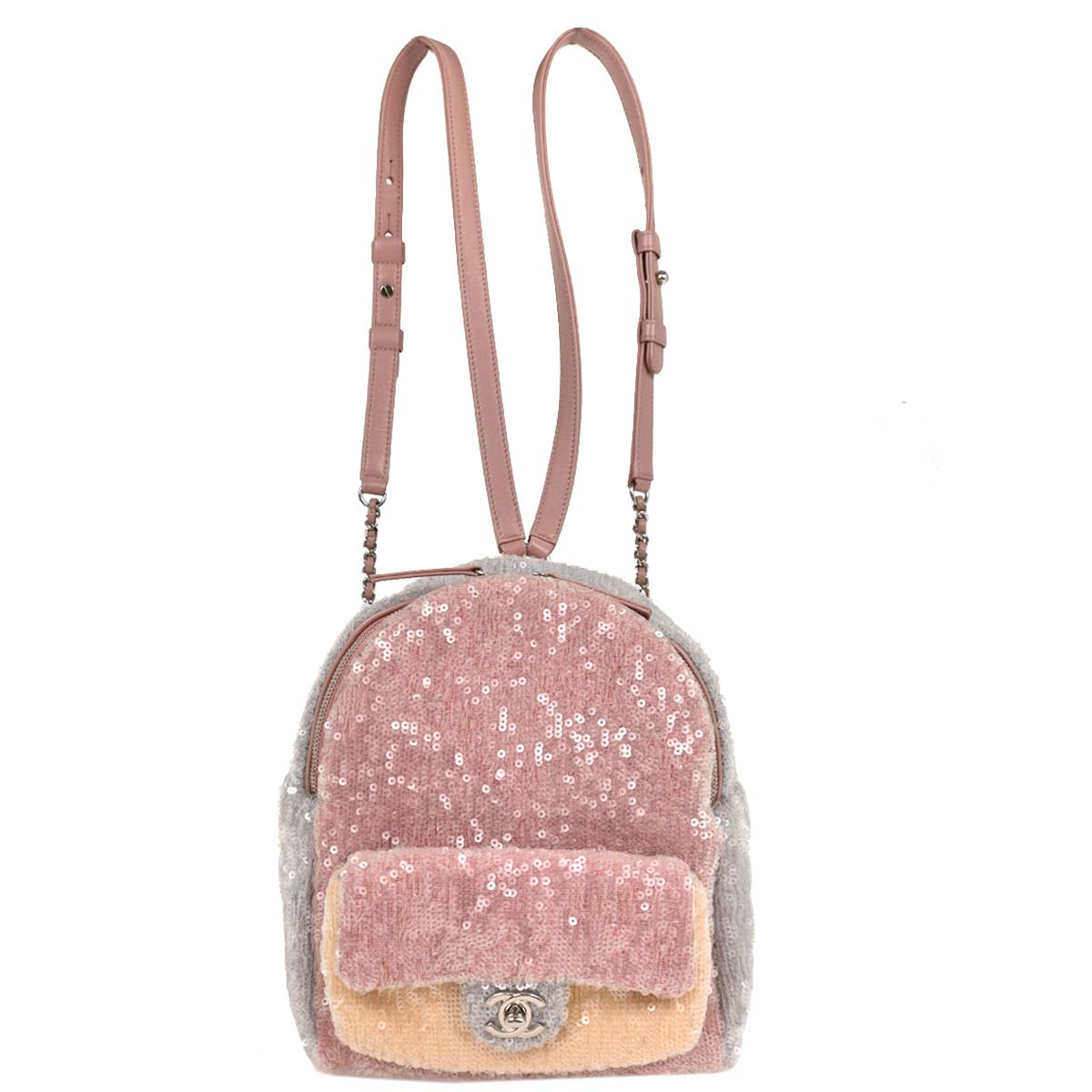 Chanel 2018 Pink Calfskin Sequins Backpack