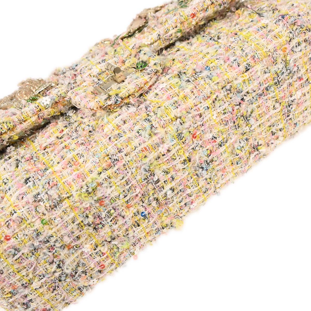 Chanel Light Pink Tweed 2.55 Medium Classic Double Flap Shoulder Bag