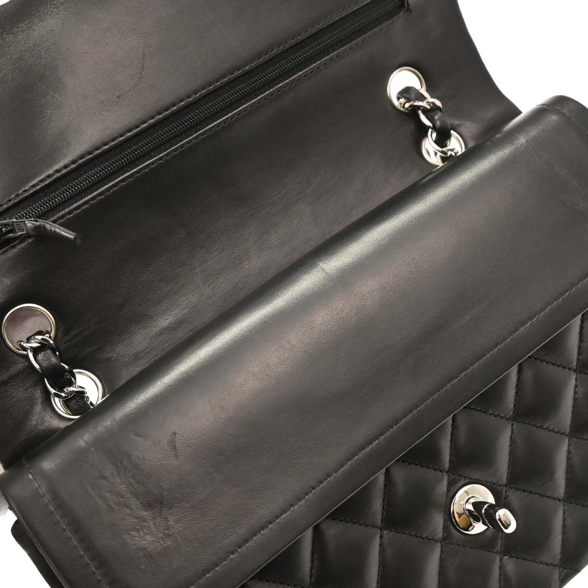 Chanel 2014 Black Lambskin Medium Classic Double Flap Shoulder Bag