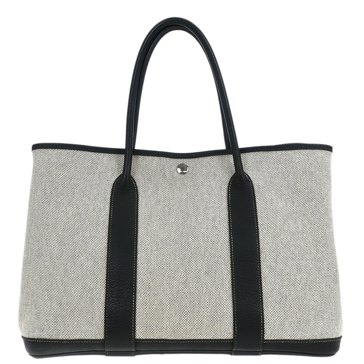 Hermes Black Toile H Buffalo Garden Party 36 PM Tote Bag