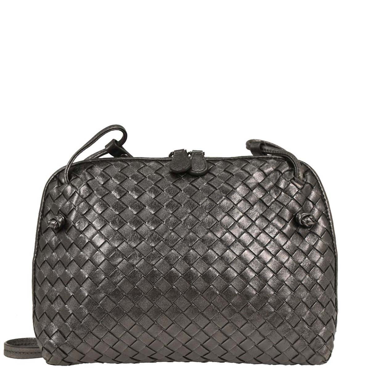 Bottega Veneta Metallic Silver Intrecciato Shoulder Bag