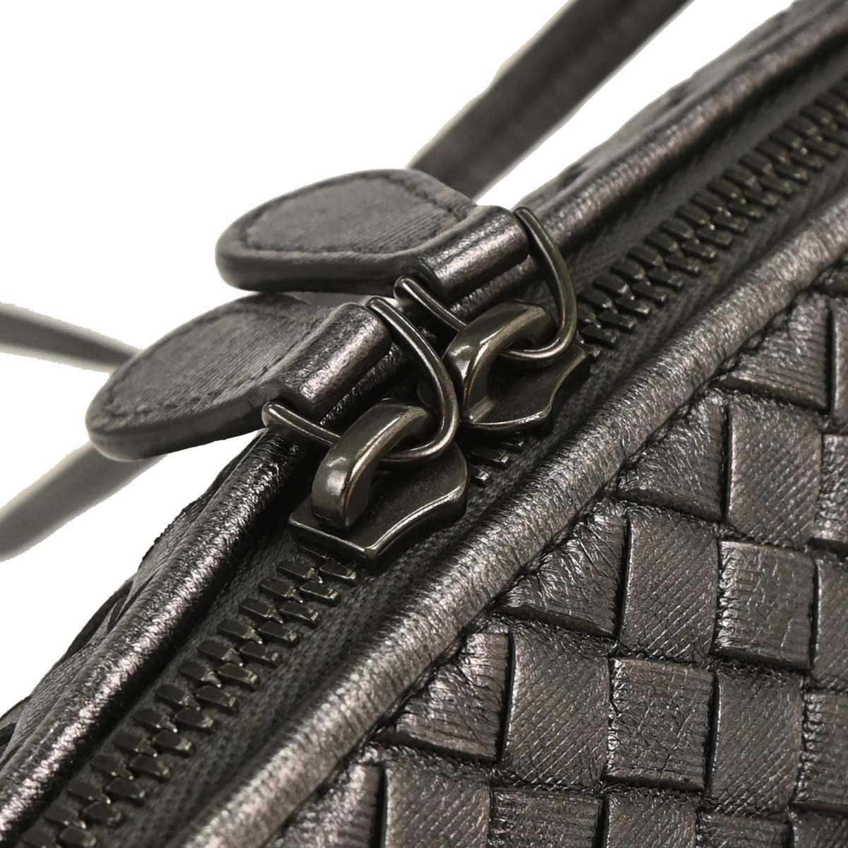 Bottega Veneta Metallic Silver Intrecciato Shoulder Bag