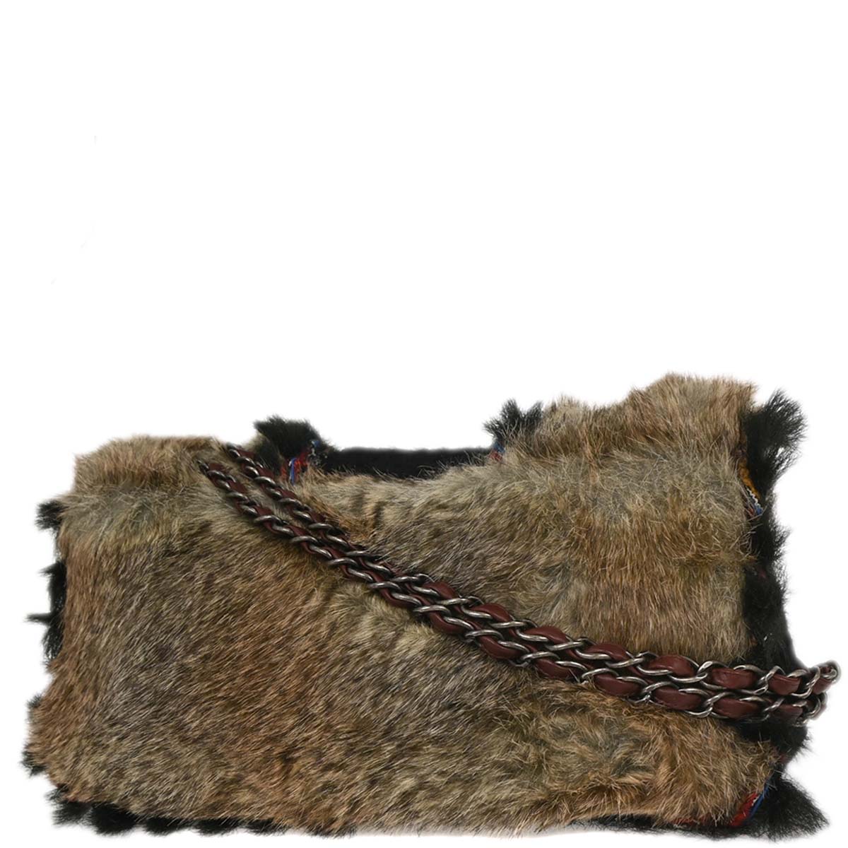 Chanel * Brown Faux Fur Jumbo Classic Flap Shoulder Bag