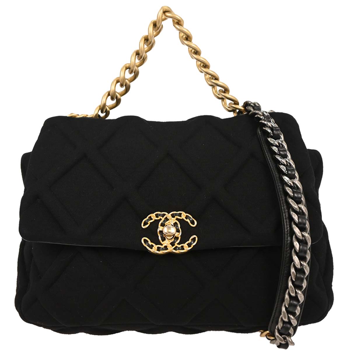 Chanel 2019 Black Cotton 19 2way Shoulder Handbag