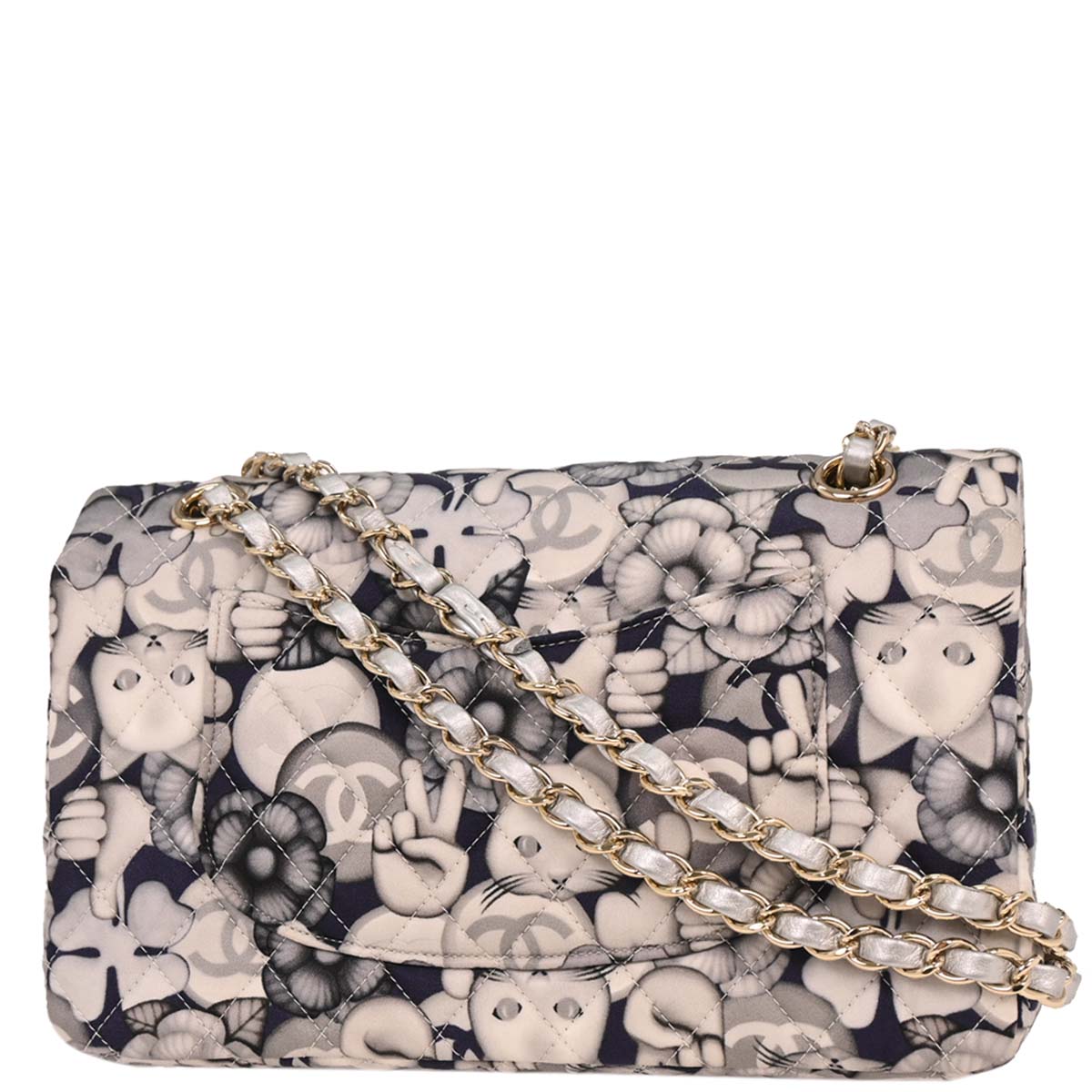 Chanel 2017 Navy Nylon Medium Classic Double Flap Shoulder Bag