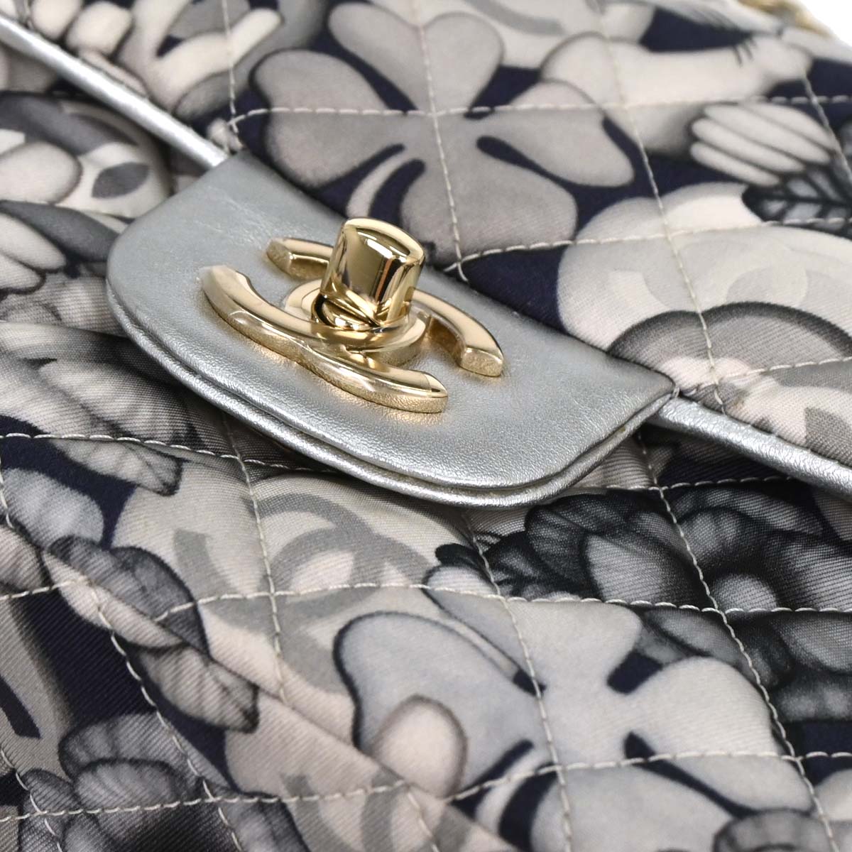 Chanel 2017 Navy Nylon Medium Classic Double Flap Shoulder Bag