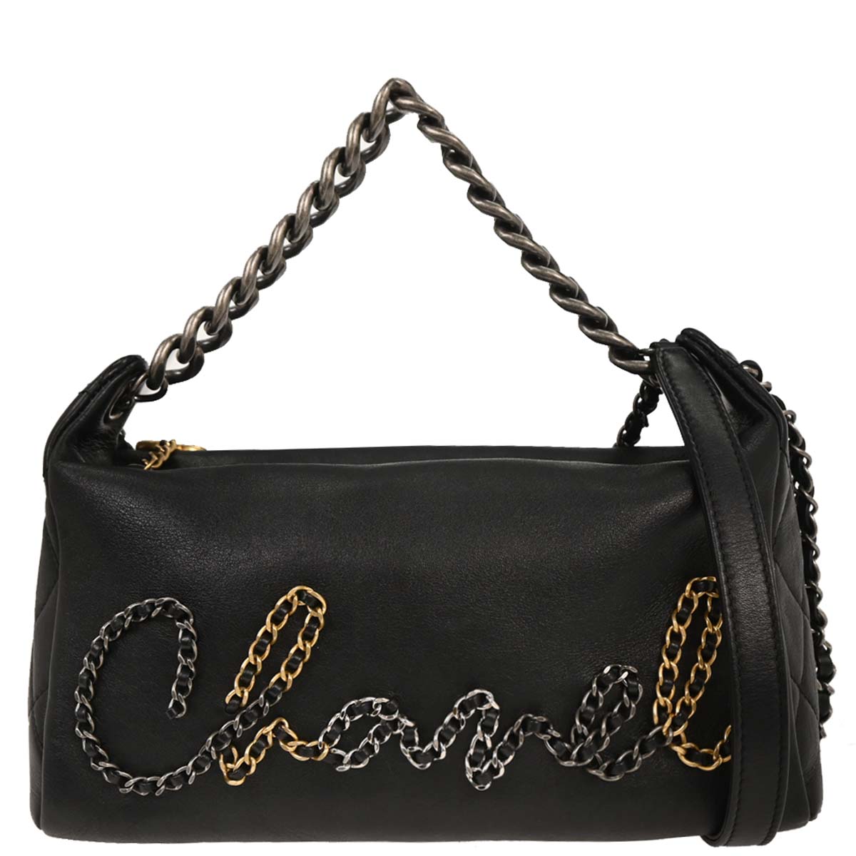 Chanel Black Calfskin Signature 2way Shoulder Handbag