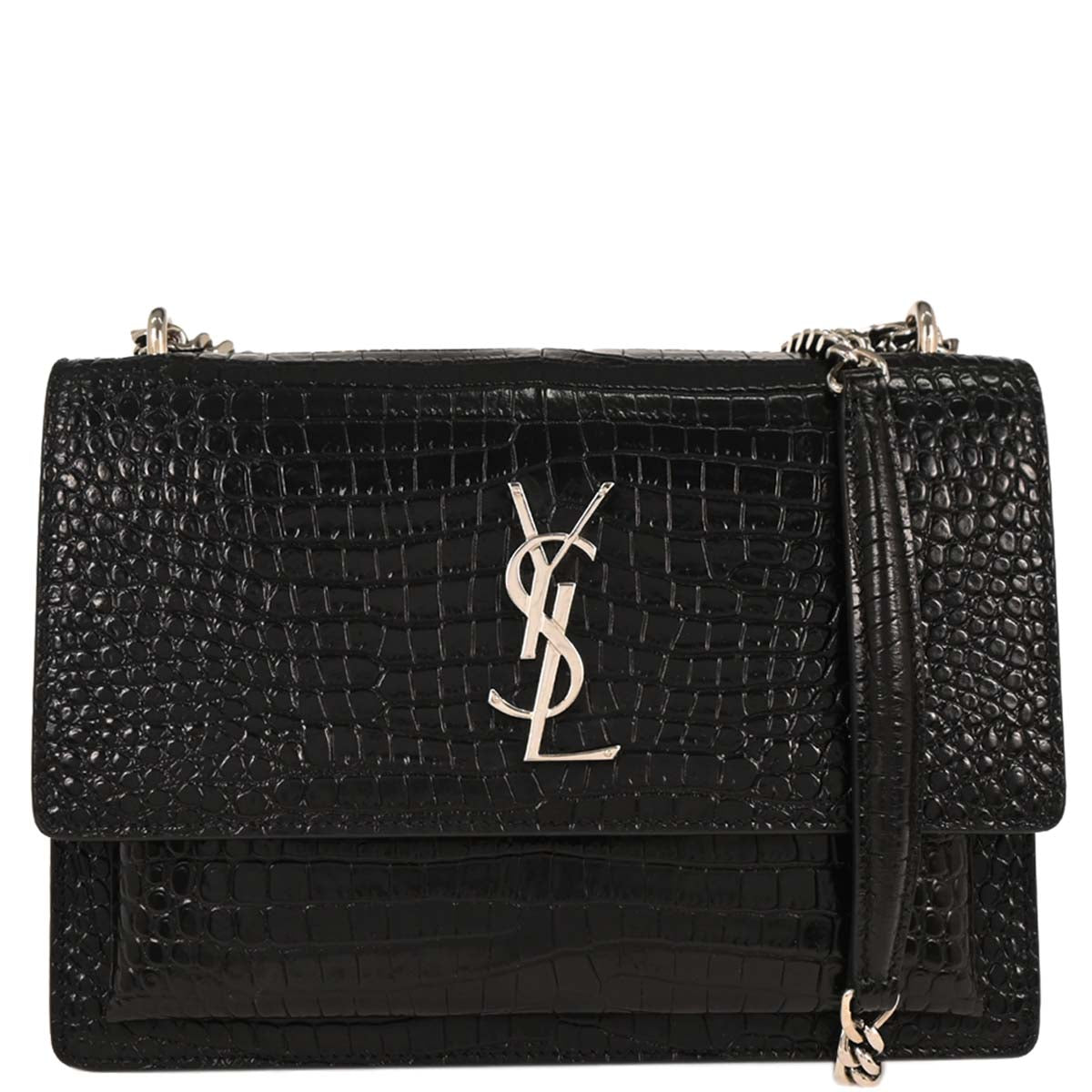 Saint Laurent * Black Leather Sunset Shoulder Bag