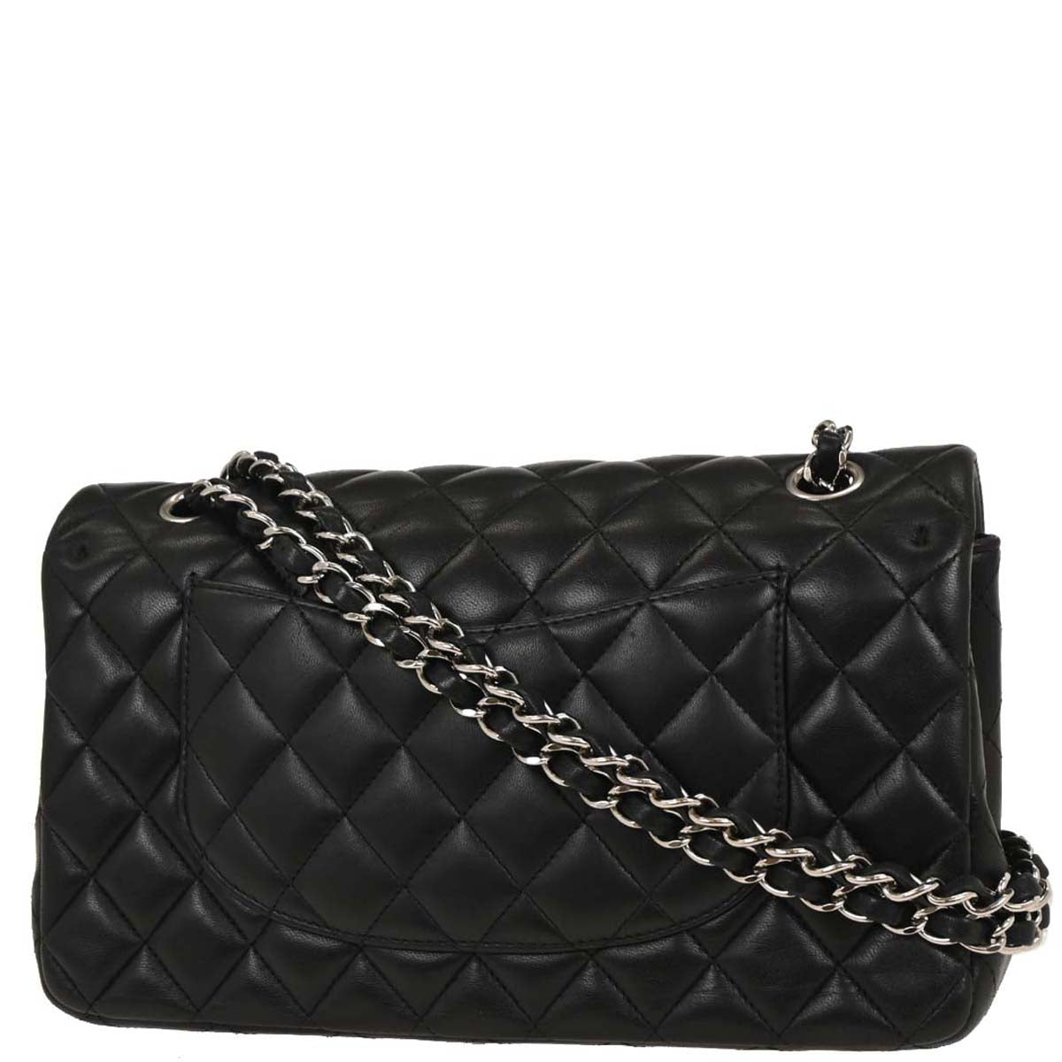 Chanel 2016-2017 Black Lambskin Medium Classic Double Flap Shoulder Bag
