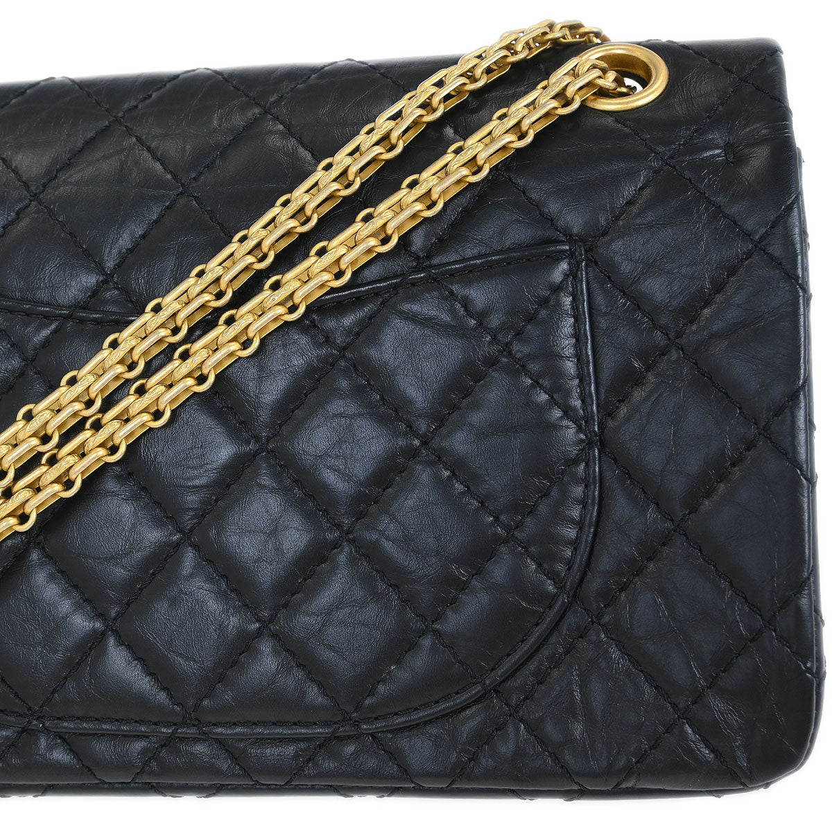 Chanel 2017-2018 Black Calfskin Icon 2.55 Medium Classic Double Flap Shoulder Bag