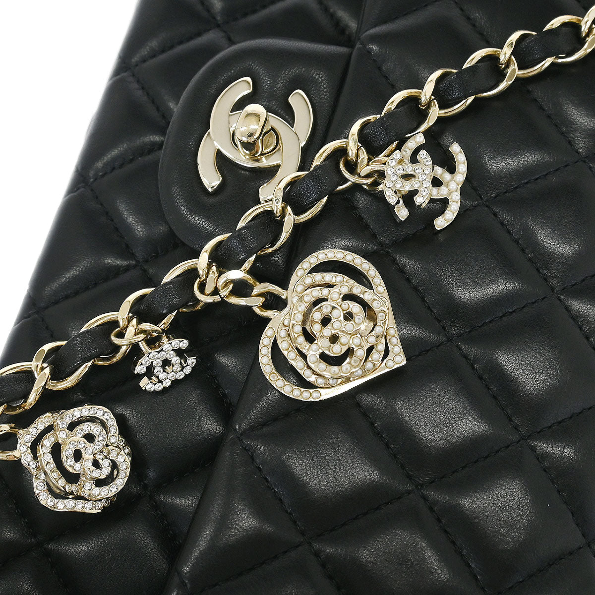 Chanel 2014 Black Lambskin Single Flap Shoulder Bag