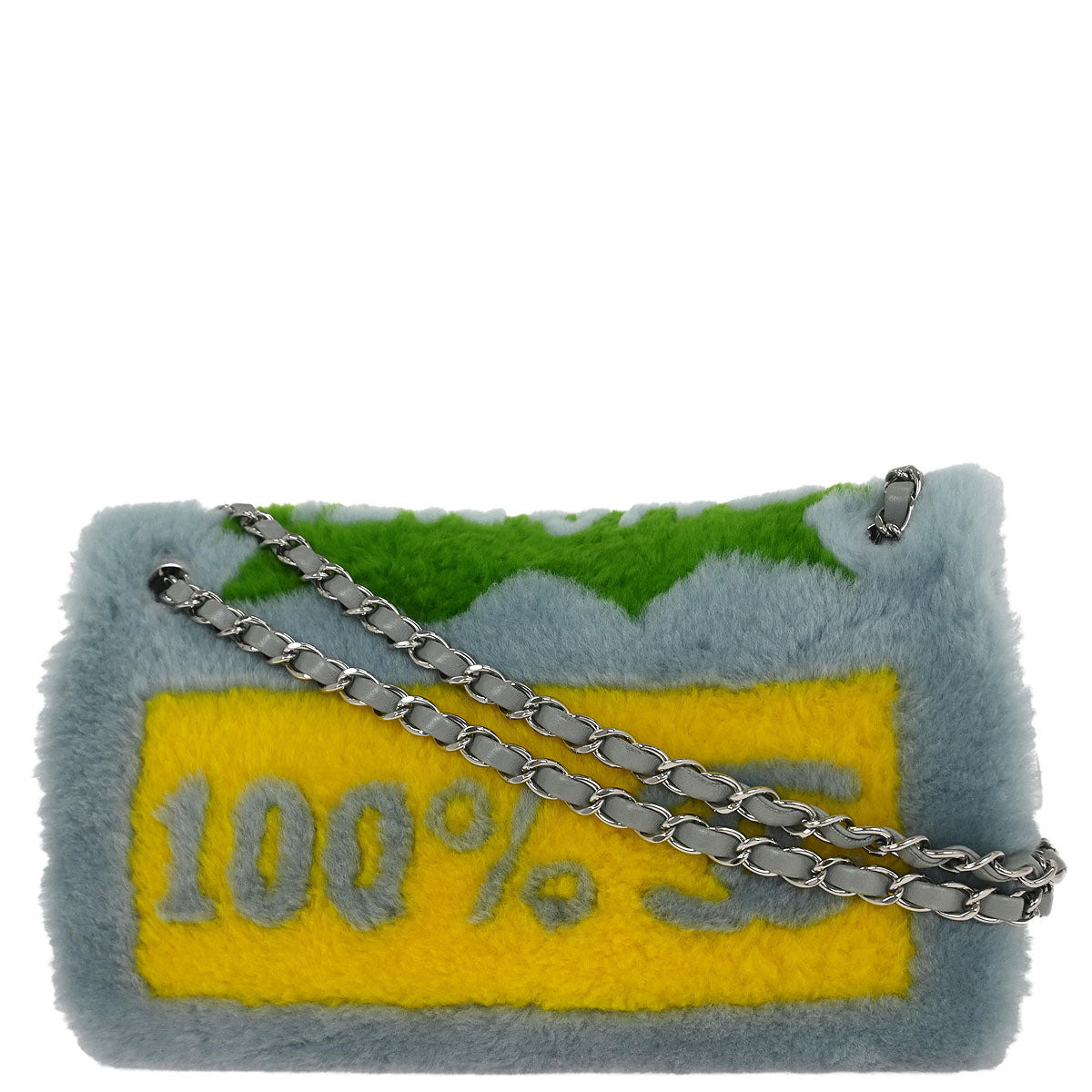 Chanel Light Blue Wool No.5 Turnlock Full Flap Shoulder Bag