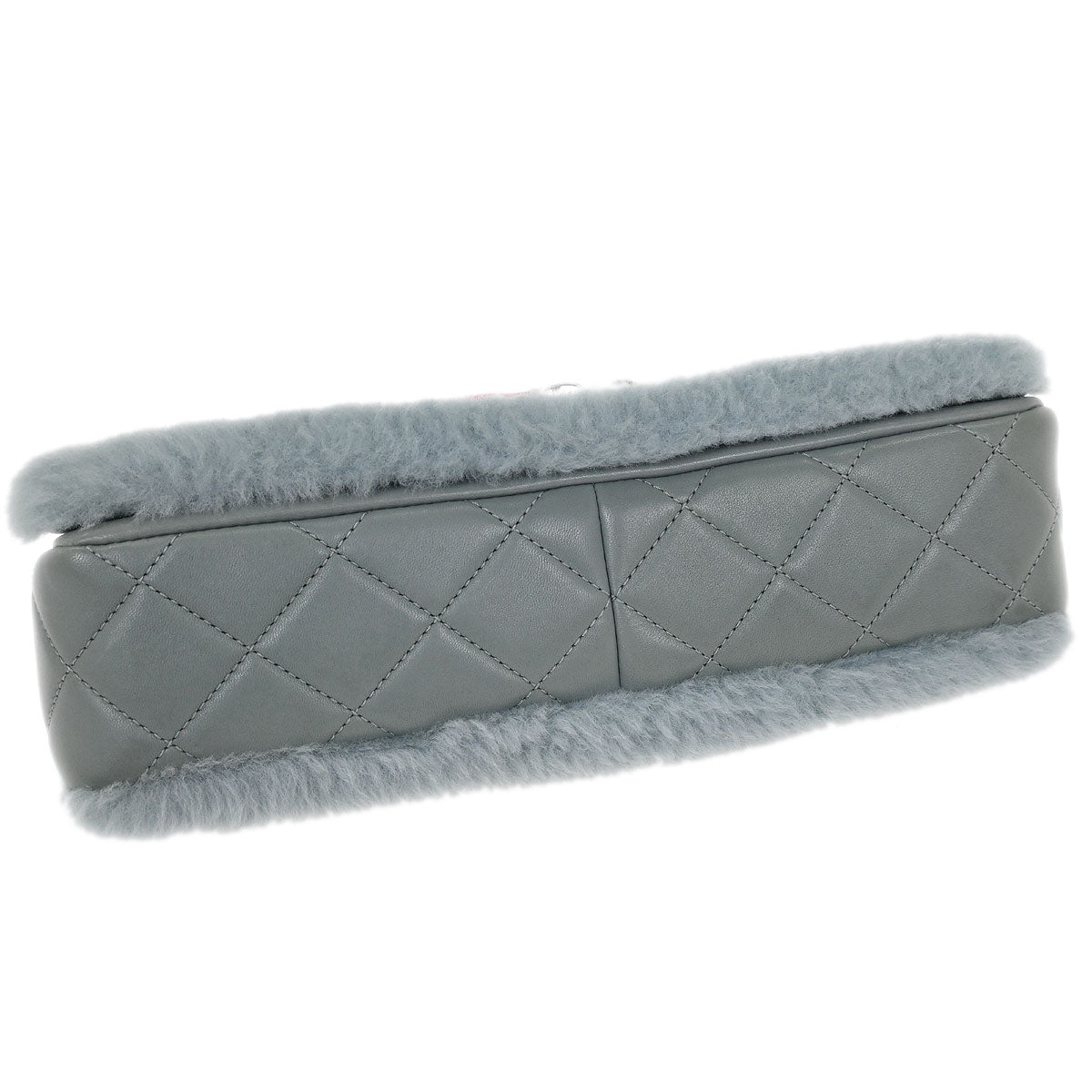 Chanel Light Blue Wool No.5 Turnlock Full Flap Shoulder Bag