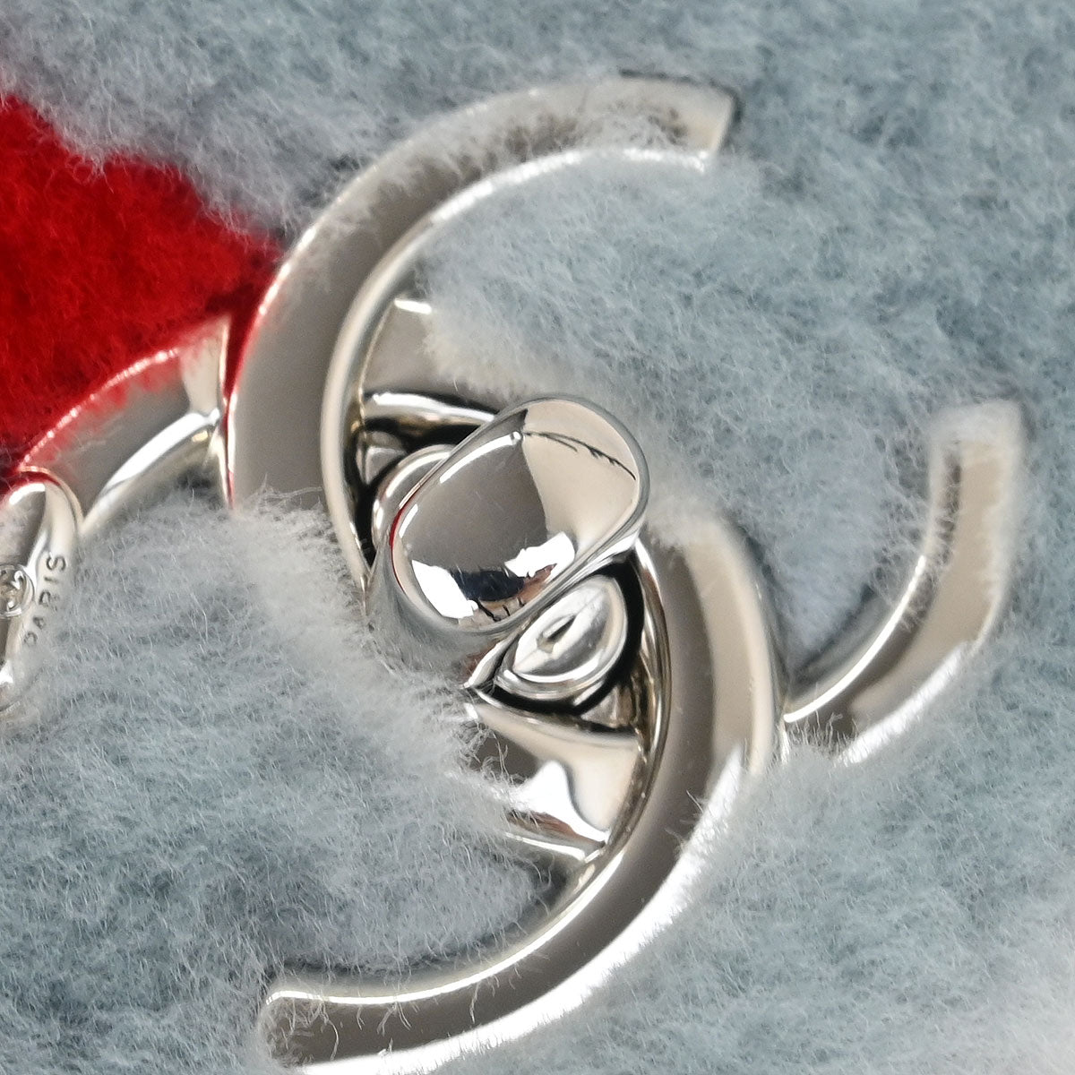 Chanel Light Blue Wool No.5 Turnlock Full Flap Shoulder Bag