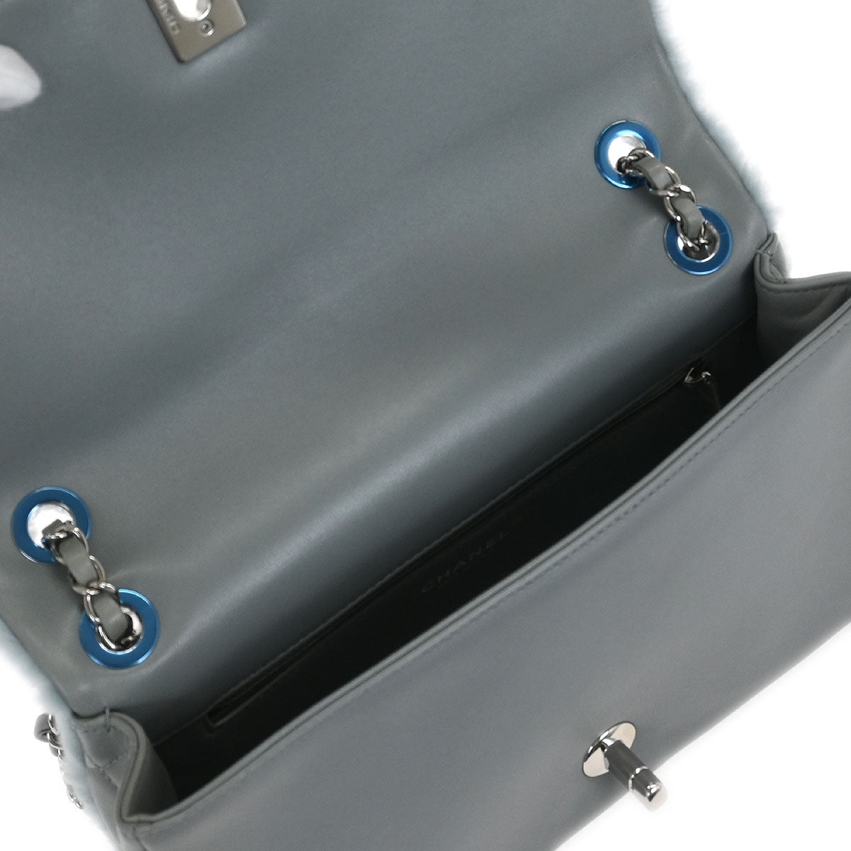 Chanel Light Blue Wool No.5 Turnlock Full Flap Shoulder Bag