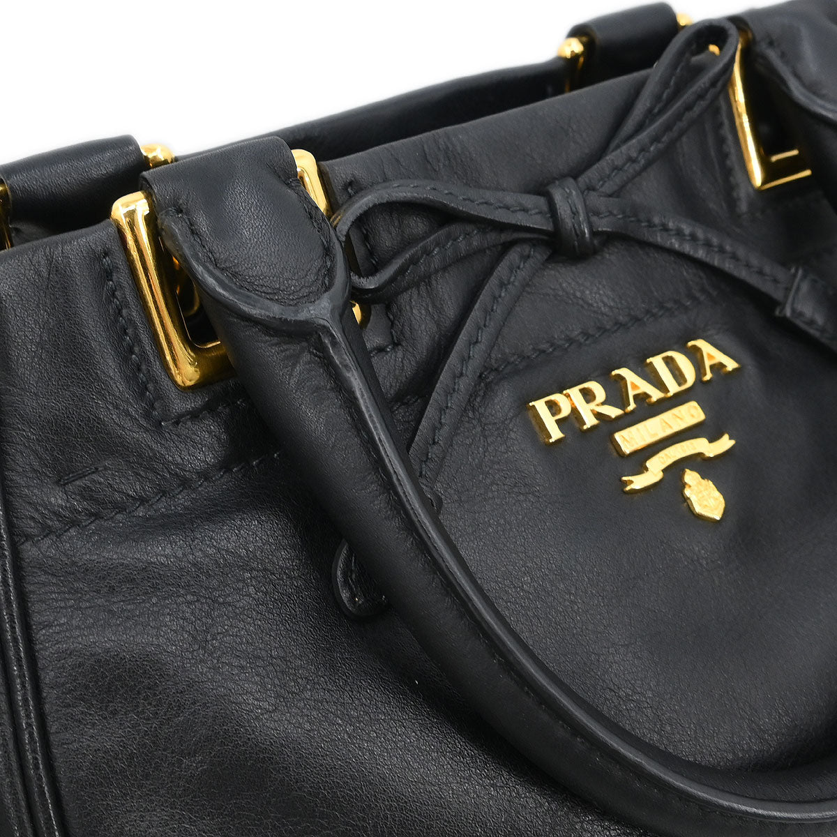 Prada Black Leather 2way Shoulder Handbag
