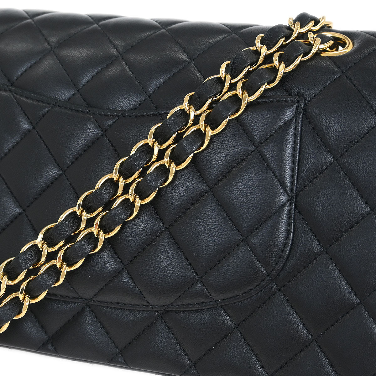 Chanel 2015-2016 Black Lambskin Medium Classic Double Flap Shoulder Bag