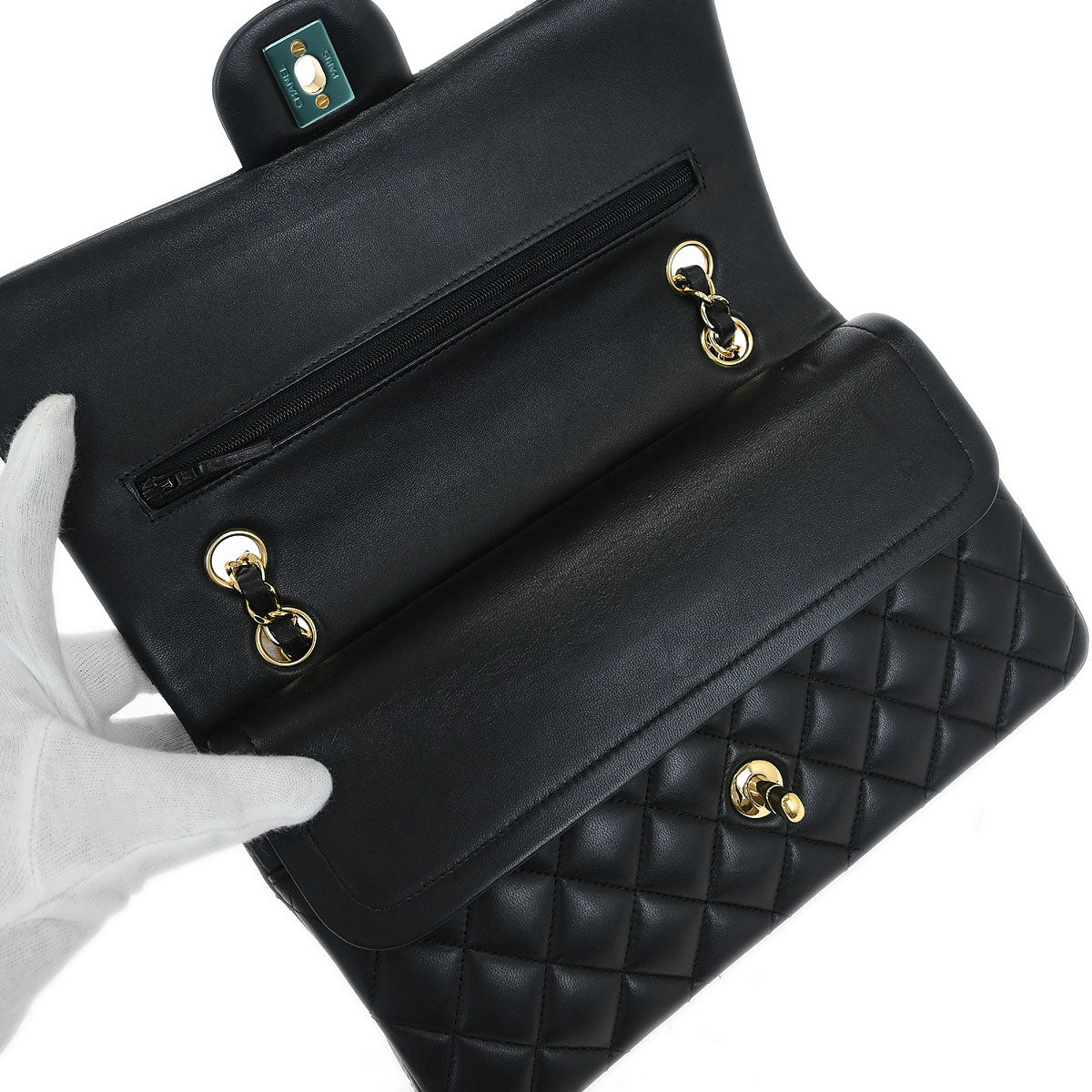 Chanel 2015-2016 Black Lambskin Medium Classic Double Flap Shoulder Bag