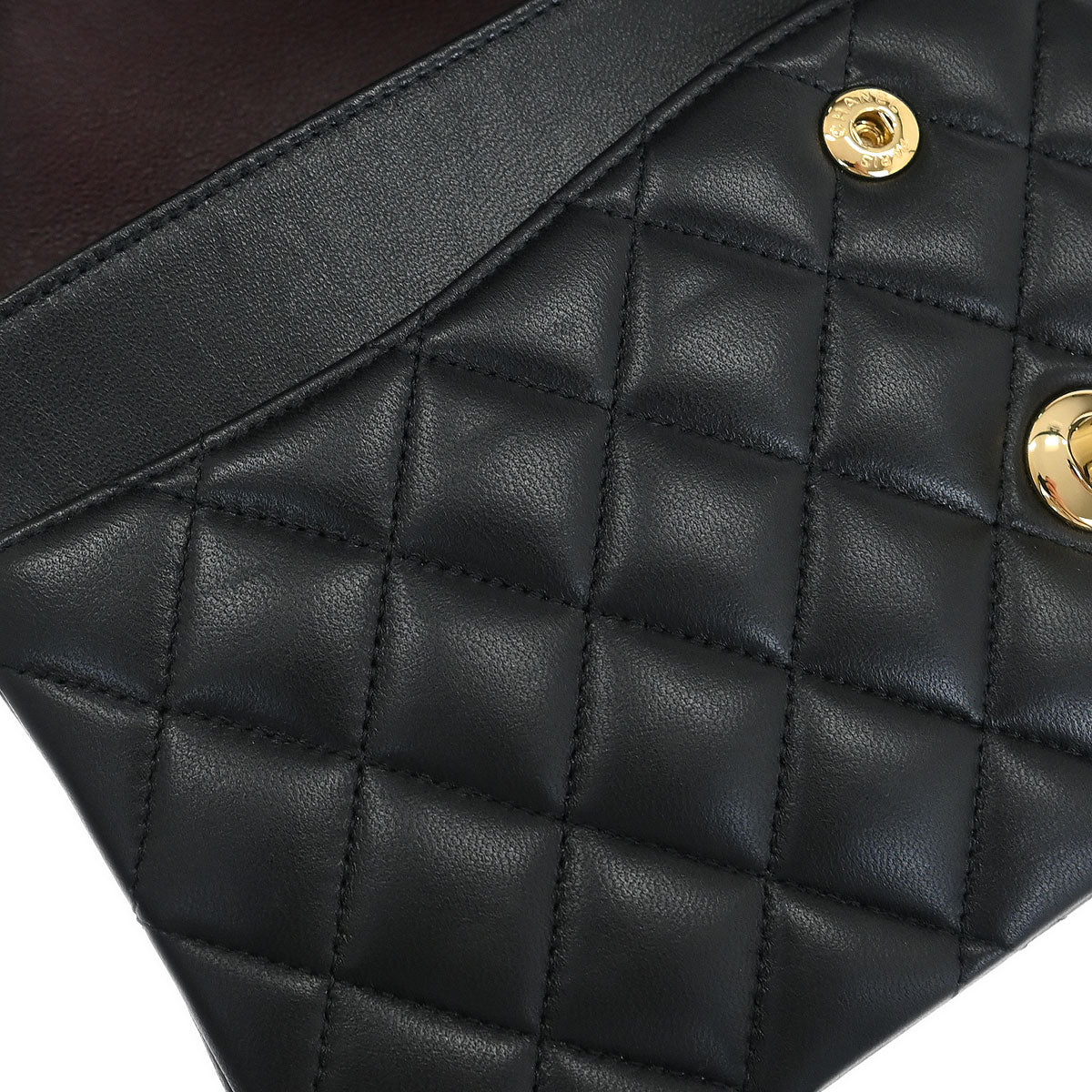 Chanel 2015-2016 Black Lambskin Medium Classic Double Flap Shoulder Bag