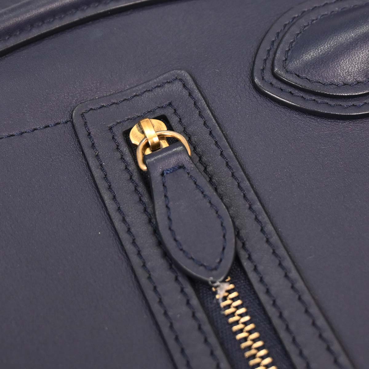 Celine Navy Leather Nano Luggage 2way Shoulder Tote Bag