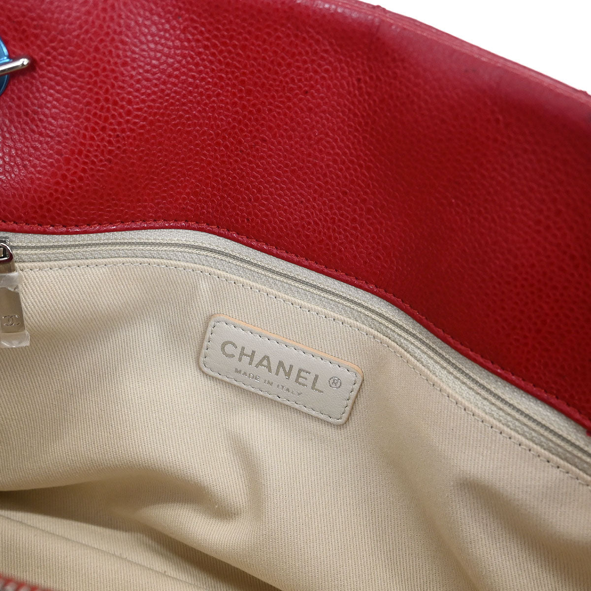 Chanel 2012-2013 Red Caviar Timeless CC Chain Tote Bag