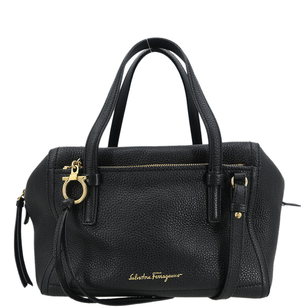 Salvatore Ferragamo Black Gancini 2way Shoulder Handbag