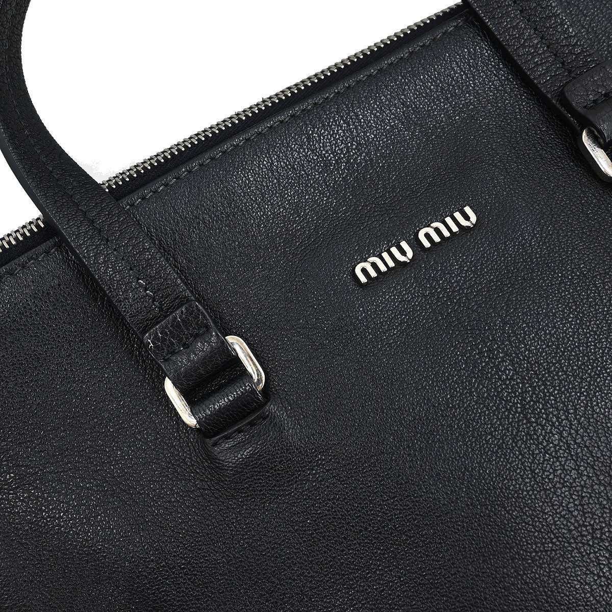 Miu Miu Black Leather Tote 2way Shoulder Handbag