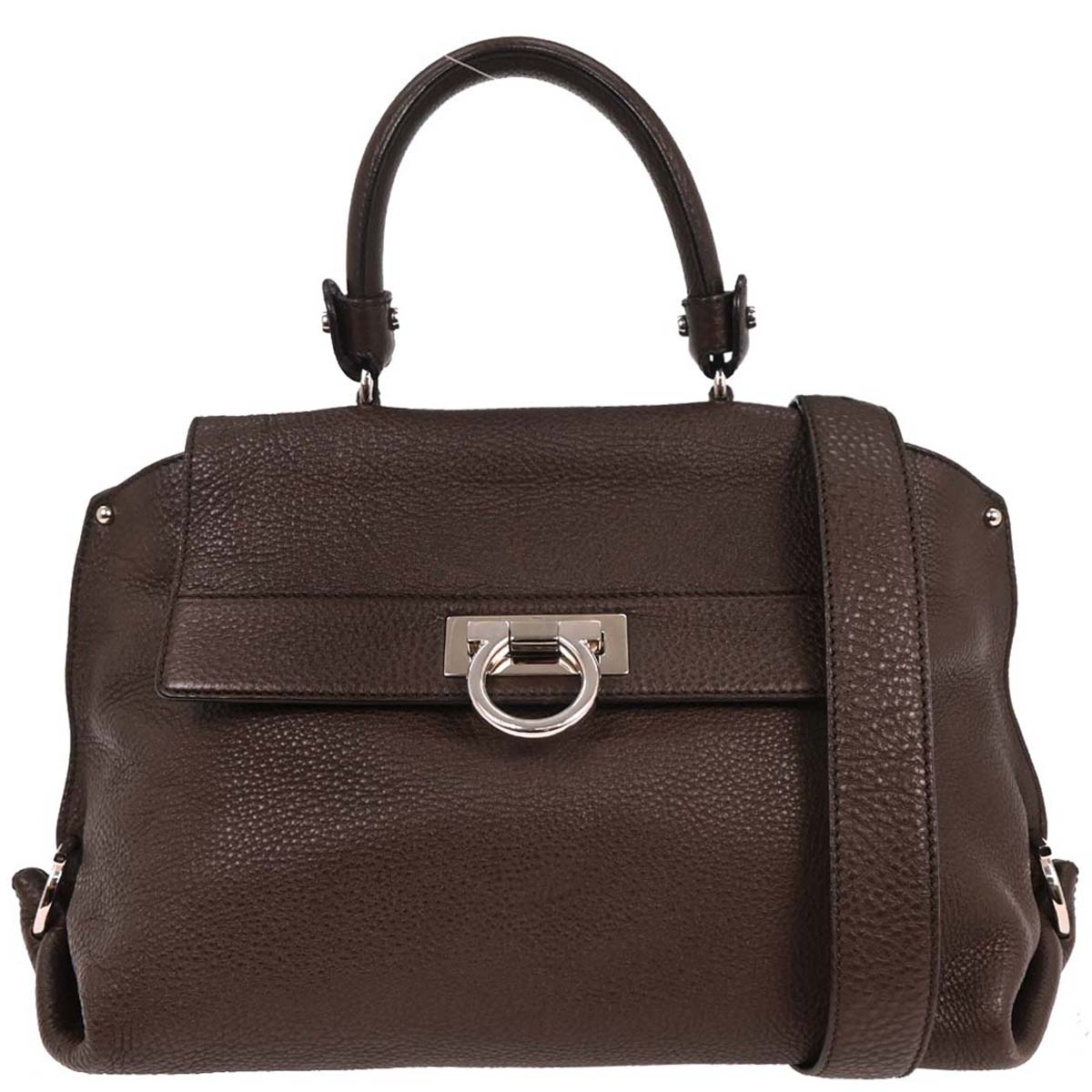 Salvatore Ferragamo Brown Gancini 2way Shoulder Handbag
