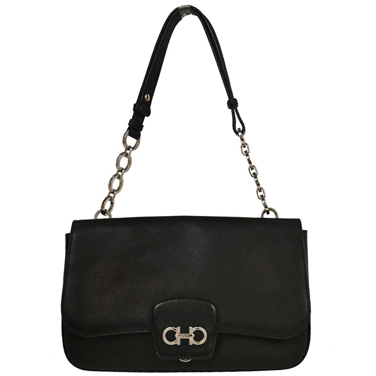 Salvatore Ferragamo Black Gancini Shoulder Bag