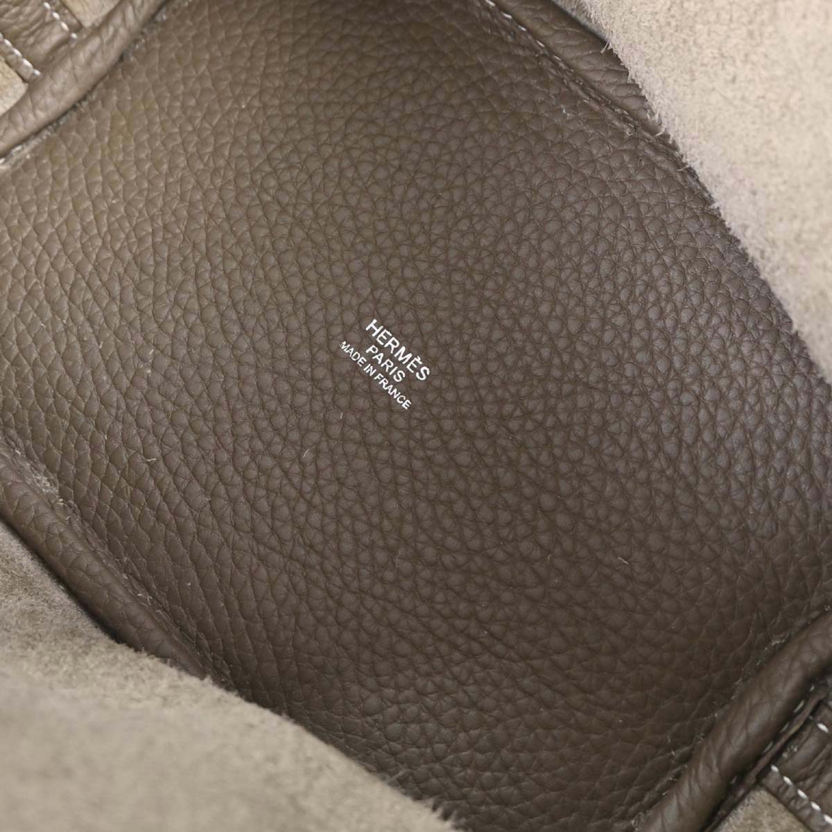 Hermes Etoupe Taurillon Clemence Picotin Lock 18 PM Handbag