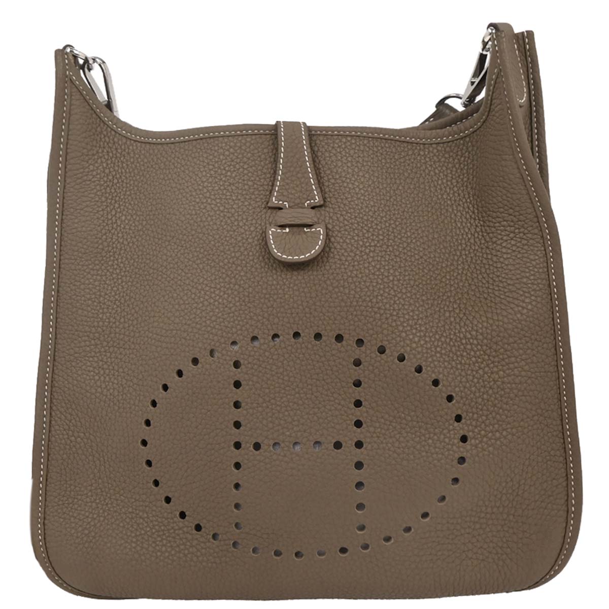 Hermes Etoupe Taurillon Clemence Evelyne 3 29 PM Shoulder Bag