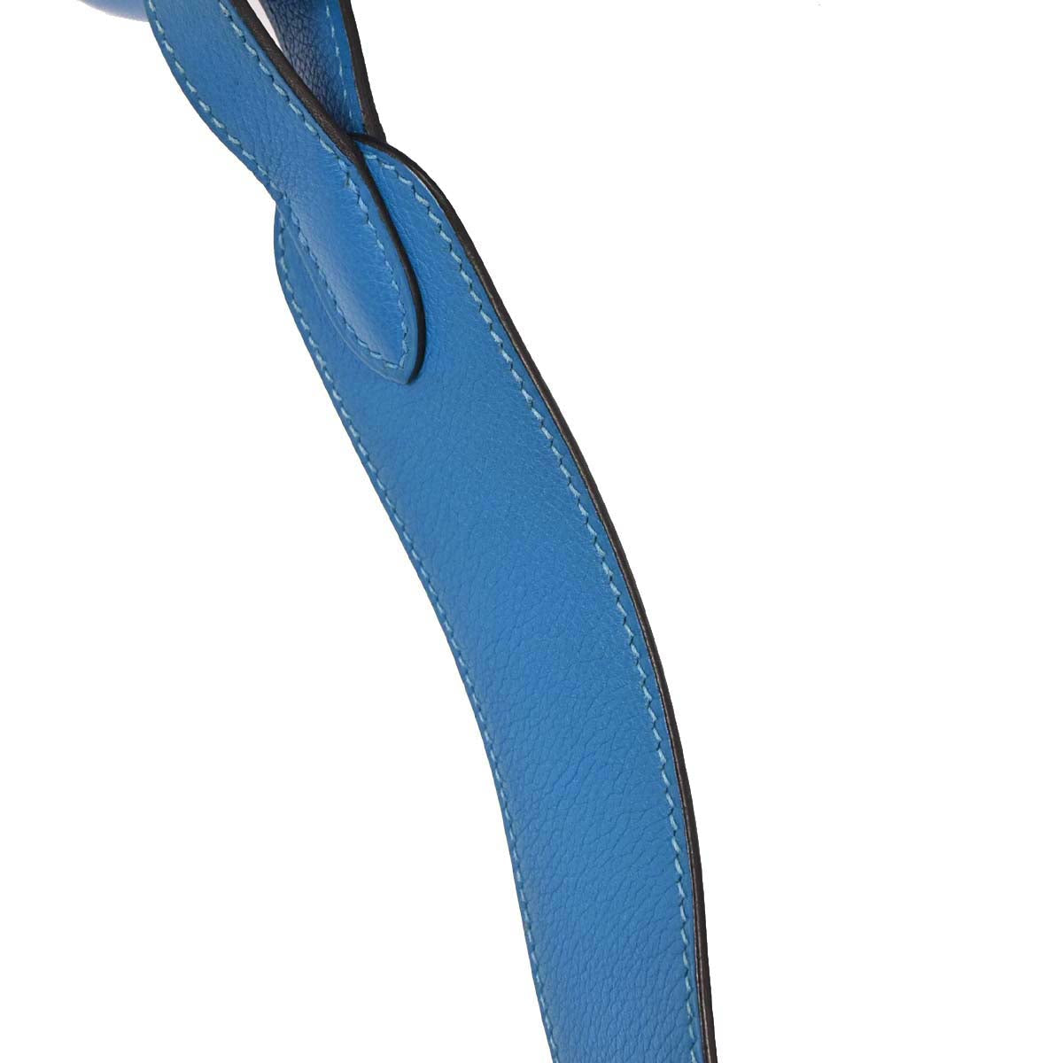 Hermes Blue Zanzibar Evercolor Lindy 34 Shoulder Bag