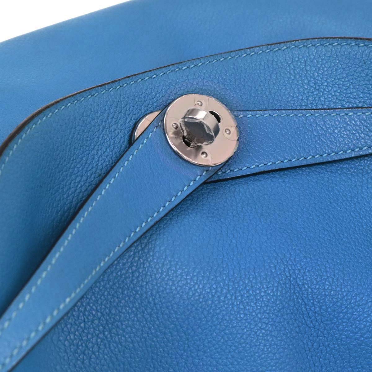 Hermes Blue Zanzibar Evercolor Lindy 34 Shoulder Bag